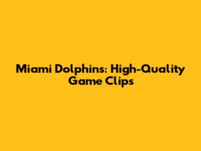 Miami Dolphins: High-Quality Game Clips