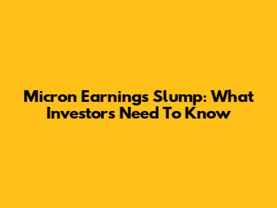 Micron Earnings Slump: What Investors Need To Know