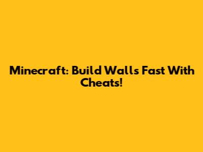 Minecraft: Build Walls Fast With Cheats!