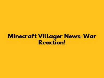 Minecraft Villager News: War Reaction!