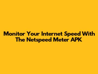 Monitor Your Internet Speed With The Netspeed Meter APK