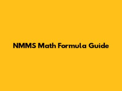 NMMS Math Formula Guide