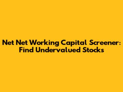 Net Net Working Capital Screener: Find Undervalued Stocks