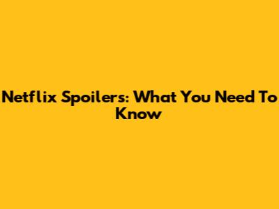 Netflix Spoilers: What You Need To Know