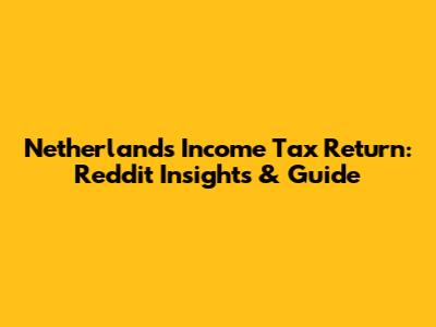 Netherlands Income Tax Return: Reddit Insights & Guide