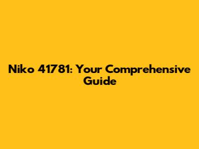 Niko 41781: Your Comprehensive Guide