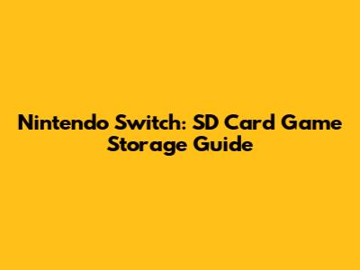 Nintendo Switch: SD Card Game Storage Guide