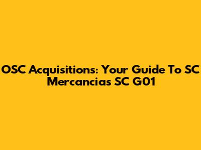 OSC Acquisitions: Your Guide To SC Mercancias SC G01