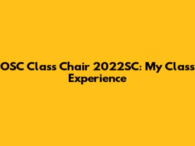 OSC Class Chair 2022SC: My Class Experience