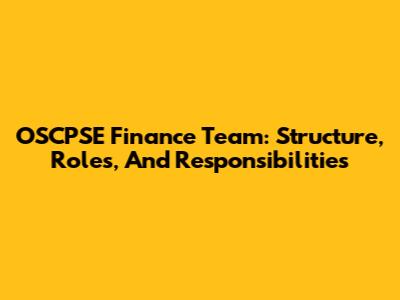 OSCPSE Finance Team: Structure, Roles, And Responsibilities