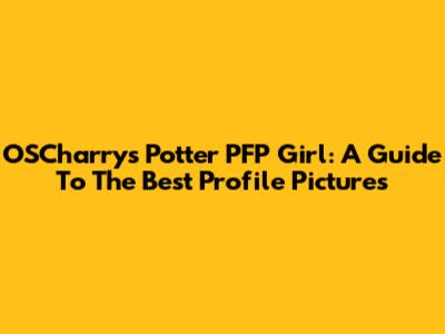 OSCharry's Potter PFP Girl: A Guide To The Best Profile Pictures
