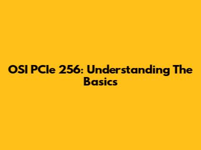 OSI PCIe 256: Understanding The Basics