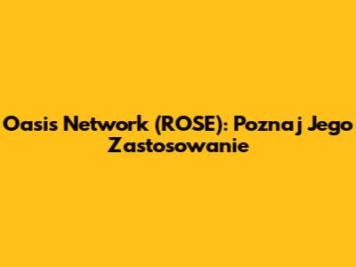 Oasis Network (ROSE): Poznaj Jego Zastosowanie