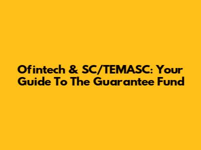 Ofintech & SC/TEMASC: Your Guide To The Guarantee Fund