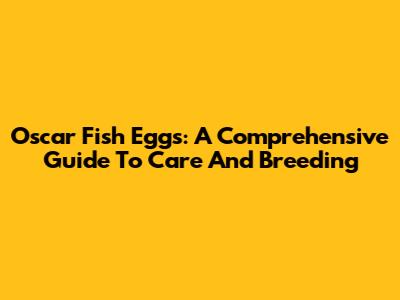 Oscar Fish Eggs: A Comprehensive Guide To Care And Breeding