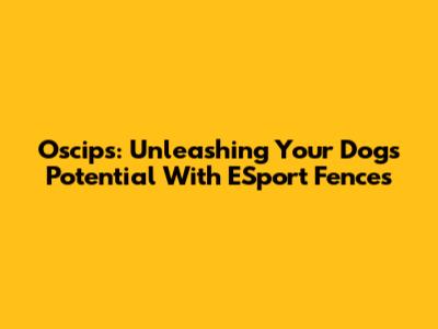 Oscips: Unleashing Your Dog's Potential With ESport Fences