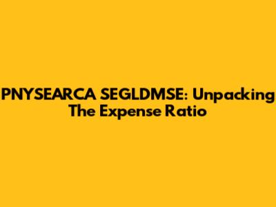 PNYSEARCA SEGLDMSE: Unpacking The Expense Ratio