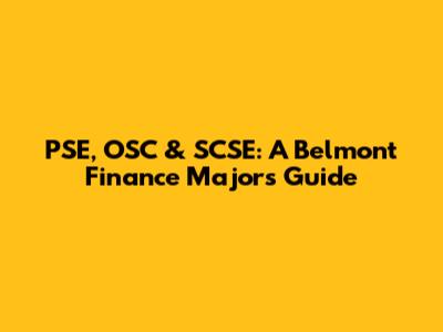 PSE, OSC & SCSE: A Belmont Finance Major's Guide