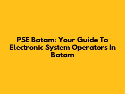 PSE Batam: Your Guide To Electronic System Operators In Batam