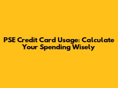 PSE Credit Card Usage: Calculate Your Spending Wisely