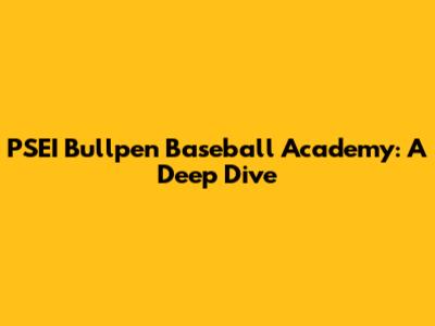 PSEI Bullpen Baseball Academy: A Deep Dive