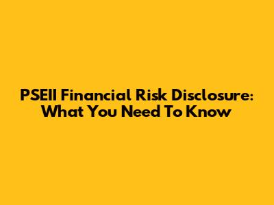 PSEII Financial Risk Disclosure: What You Need To Know