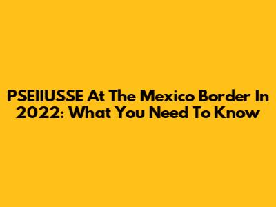 PSEIIUSSE At The Mexico Border In 2022: What You Need To Know