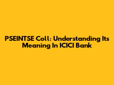 PSEINTSE Coll: Understanding Its Meaning In ICICI Bank