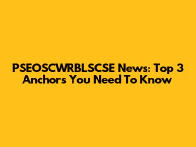 PSEOSCWRBLSCSE News: Top 3 Anchors You Need To Know