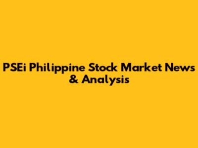 PSEi Philippine Stock Market News & Analysis