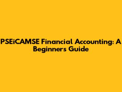 PSEiCAMSE Financial Accounting: A Beginner's Guide