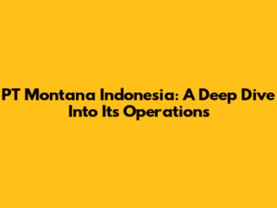 PT Montana Indonesia: A Deep Dive Into Its Operations