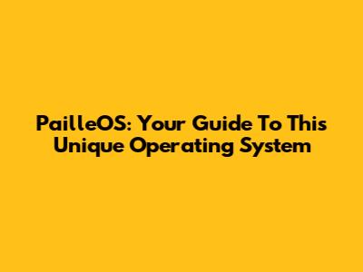 PailleOS: Your Guide To This Unique Operating System