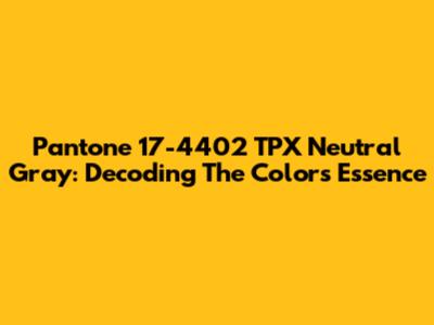 Pantone 17-4402 TPX Neutral Gray: Decoding The Color's Essence