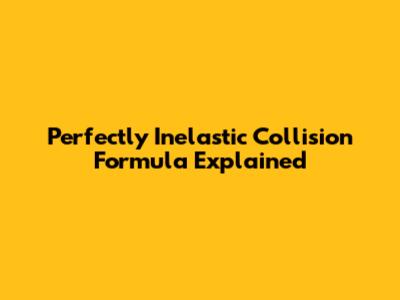 Perfectly Inelastic Collision Formula Explained