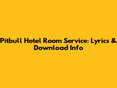 Pitbull Hotel Room Service: Lyrics & Download Info