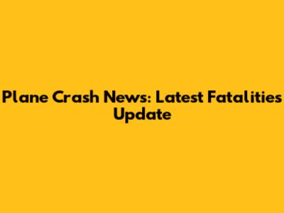 Plane Crash News: Latest Fatalities Update