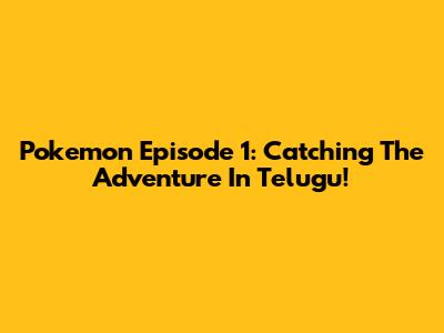 Pokemon Episode 1: Catching The Adventure In Telugu!