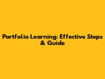 Portfolio Learning: Effective Steps & Guide