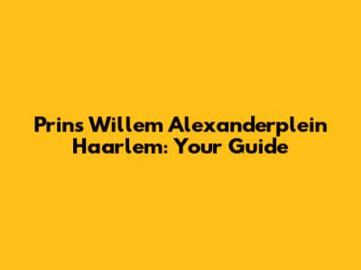Prins Willem Alexanderplein Haarlem: Your Guide