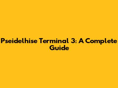 Pseidelhise Terminal 3: A Complete Guide