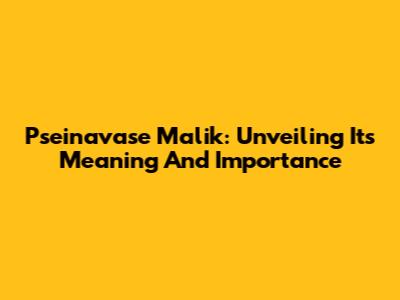Pseinavase Malik: Unveiling Its Meaning And Importance