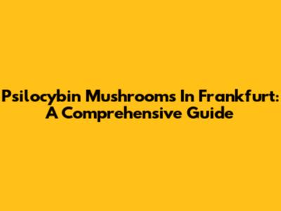 Psilocybin Mushrooms In Frankfurt: A Comprehensive Guide