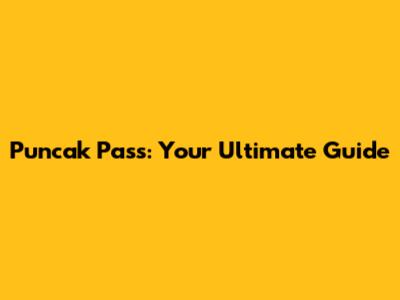 Puncak Pass: Your Ultimate Guide