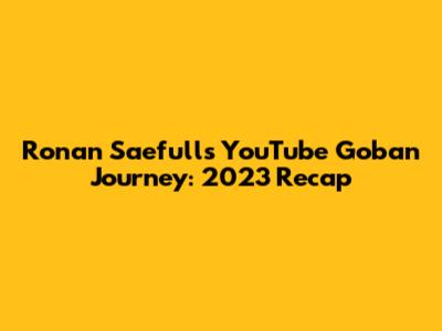 Ronan Saefull's YouTube Goban Journey: 2023 Recap