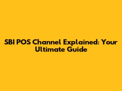 SBI POS Channel Explained: Your Ultimate Guide