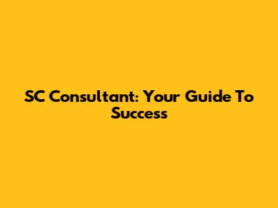 SC Consultant: Your Guide To Success