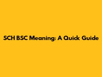 SCH BSC Meaning: A Quick Guide