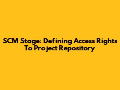 SCM Stage: Defining Access Rights To Project Repository