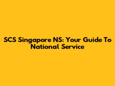 SCS Singapore NS: Your Guide To National Service